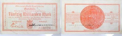 Duitsland 50 Milliarden Mark Crailsheim 1923 Notgeld gebr..., Postzegels en Munten, Munten | Nederland, Verzenden