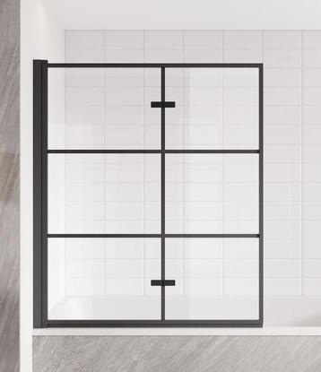Badwand Berkan 120 x 140cm zwart draaibaar badscherm bad