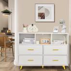 Ladekast Zwart Hout met 4 Lades en Open Vakken Modern Design, Verzenden, Nieuw