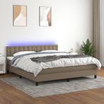 vidaXL Boxspring met matras en LED stof taupe 180x200 cm, Huis en Inrichting, Slaapkamer | Bedden, Eenpersoons, Verzenden, Nieuw