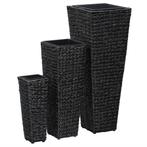 vidaXL Plantenbakken verhoogd 3 st waterhyacint zwart, Overige materialen, Verzenden, Minder dan 60 cm, Nieuw