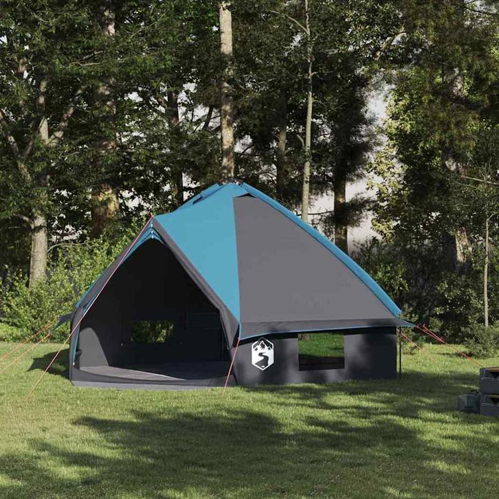 vidaXL Teepee Tent met dak Blauw en Grijs 490 x 410 x 210 cm, Caravans en Kamperen, Tenten, Nieuw, Verzenden