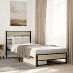 vidaXL Bedframe zonder matras metaal sonoma eikenkleurig, Huis en Inrichting, Slaapkamer | Bedden, Eenpersoons, Bruin, Verzenden