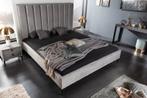 Elegant bed COSMOPOLITE 160x200cm zilvergrijs fluweel -, Ophalen of Verzenden, Nieuw