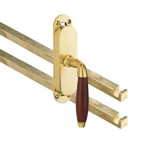 Kruk-espagnolet Bonton Bubinga Rechts Messing Ongelakt, Doe-het-zelf en Verbouw, Hang- en Sluitwerk, Nieuw, Ophalen of Verzenden
