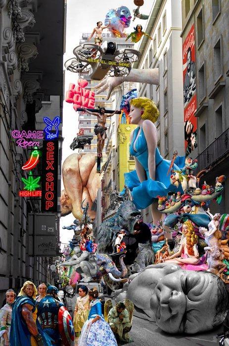 Reinaldo Ortega Sardiñas XXI España - Utopía de Titanes en, Antiek en Kunst, Kunst | Schilderijen | Modern