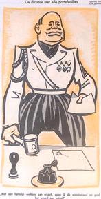 Spotprent over de Dictatuur van Mussolini in Italië, Verzenden