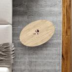 Salontafel Højreby ovaal travertijn en naturel 70x44x43 cm [, Huis en Inrichting, Tafels | Salontafels, Verzenden, Nieuw