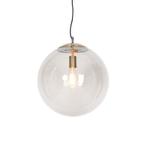 Moderne hanglamp messing met smoke glas 40 cm - Ball, Huis en Inrichting, Lampen | Hanglampen, Nieuw, Glas, Modern, 75 cm of meer