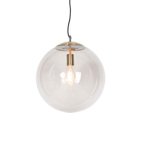Moderne hanglamp messing met smoke glas 40 cm - Ball, Huis en Inrichting, Lampen | Hanglampen, Nieuw, Glas, 75 cm of meer