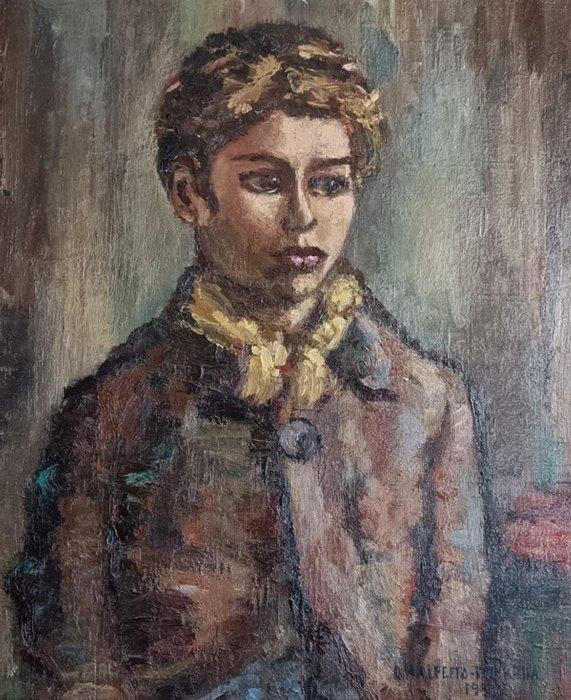 Doris Malfeito Torrella (1937-2014) - Portrait de jeune, Antiek en Kunst, Kunst | Schilderijen | Klassiek