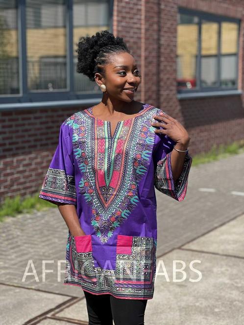 Paars met goud effect Dashiki Shirt / Dashiki Jurk - Afrikaa, Kleding | Heren, Overige Herenkleding, Nieuw, Ophalen of Verzenden