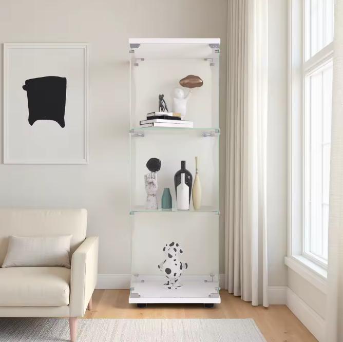 Glazen Vitrinekast met Slot – Drielaagse Moderne Displaykast, Huis en Inrichting, Kasten | Vitrinekasten, Nieuw, Verzenden