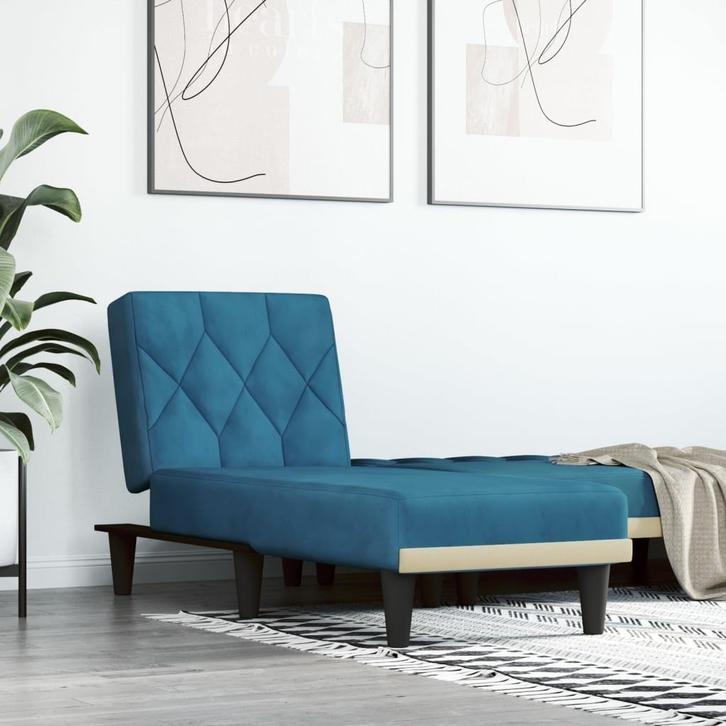 Chaise longue Blauw | Tweedekansje | Relaxen, Huis en Inrichting, Banken | Sofa's en Chaises Longues, Minder dan 150 cm, 125 tot 150 cm