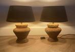 Tafellamp - Rattan, suedine - Twee tafellampen