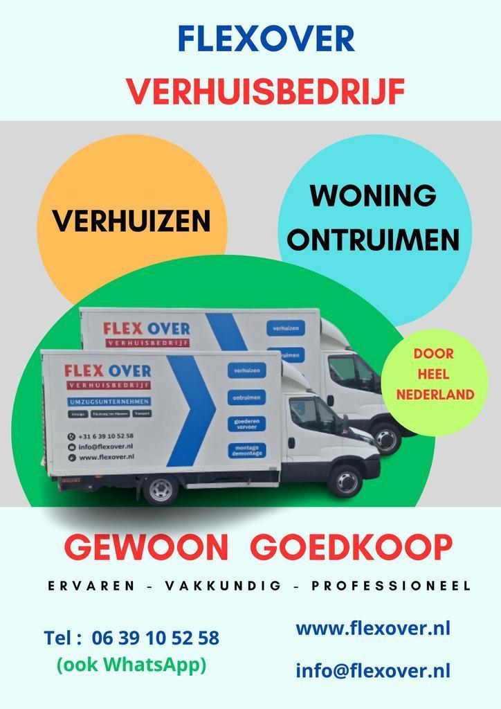 Goedkoop verhuisbedrijf - URK  --- Flexover --, Diensten en Vakmensen, Verhuizers en Opslag, Bedrijfsverhuizingen, Opslag, Verhuizen binnen Nederland