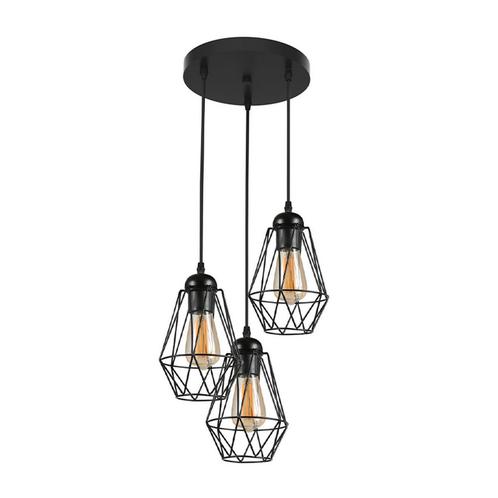 Industriële hanglamp zwart | Incl. dimbare E27 lampen, Huis en Inrichting, Lampen | Hanglampen, 75 cm of meer, Nieuw, Metaal, Ophalen of Verzenden