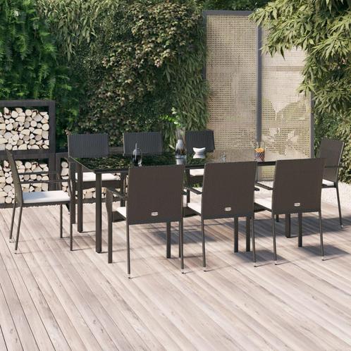 vidaXL 9-delige Tuinset poly rattan zwart, Tuin en Terras, Tuinsets en Loungesets, Tuinset, Nieuw, 8 zitplaatsen, Rotan, Verzenden