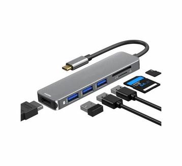 USB C hub 6 in 1 met Cardreader SD, Micro SD, HDMI en 3x ... beschikbaar voor biedingen