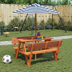 vidaXL Picknicktafel voor 4 kinderen met parasol massief, Tuin en Terras, Tuintafels, Verzenden, Nieuw, Hout