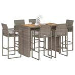 vidaXL 7-delige Tuinbarset zonder kussens poly rattan acacia, Verzenden, Nieuw, Rotan, 6 zitplaatsen