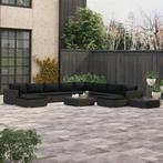 vidaXL 12-delige Loungeset met kussens poly rattan zwart, 2 zitplaatsen, Nieuw, Loungeset, Verzenden