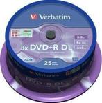 Verbatim DVD+R DL 8.5 GB Matt Silver 25 stuks, Computers en Software, Beschrijfbare discs, Verzenden, Nieuw