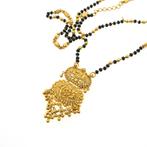 22 Krt. Gouden Mangalsutra ketting met onyx | 61-58 cm of..., Sieraden, Tassen en Uiterlijk, Kettingen, Gebruikt, Overige kleuren