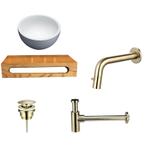 Sani Royal Solid Surface Waskom Rond met Massief, Tuin en Terras, Nieuw