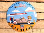 Union Gasoline "Speed & Power" - Vintage Gebold Emaille Bord, Verzamelen, Merken en Reclamevoorwerpen, Verzenden, Nieuw
