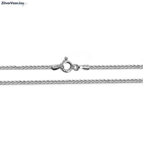 Zilveren square spiga rhodium ketting 50 cm, Sieraden, Tassen en Uiterlijk, Kettingen, Nieuw, Verzenden