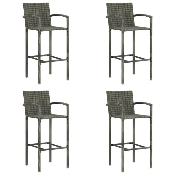 vidaXL Barkrukken 4 st poly rattan grijs, Tuin en Terras, Tuinstoelen, Nieuw, Rotan, Verzenden