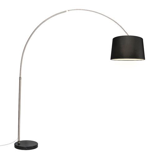 Booglamp staal stoffen kap zwart 45 cm - XXL, Huis en Inrichting, Lampen | Vloerlampen, Nieuw, Overige materialen, 200 cm of meer