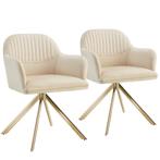 Lona fluwelen draaistoel met dikke vulling - creme/goud, Set, Huis en Inrichting, Stoelen, Verzenden, Nieuw