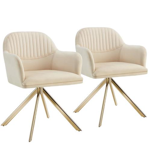 Lona fluwelen draaistoel met dikke vulling - creme/goud, Set, Huis en Inrichting, Stoelen, Verzenden