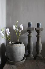 Baluster kandelaar Riley grey wash vierkant 50 x 12 cm, Huis en Inrichting, Woonaccessoires | Kandelaars en Kaarsen, Ophalen of Verzenden