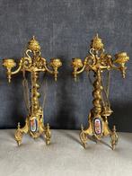 Kaarsenhouder (2) - Verguld brons - Zeldzaam & met Wapen, Antiek en Kunst, Antiek | Overige Antiek