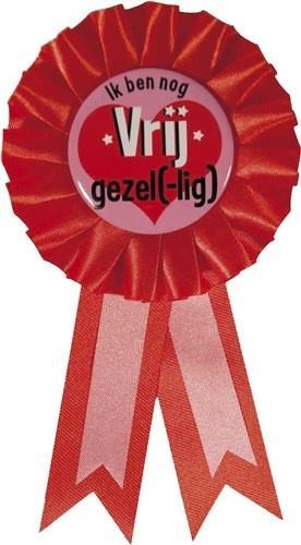 Rozet roze Ik ben nog vrij gezel-lig, Hobby en Vrije tijd, Feestartikelen, Nieuw, Verzenden