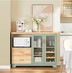 Buffetdressoir met Glazen Deuren Keukenkast Halkast Opbergka, Verzenden, Nieuw