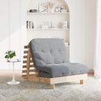 vidaXL Futon slaapbank met matras 90x206x11 cm massief, Huis en Inrichting, Verzenden, Nieuw, Bruin