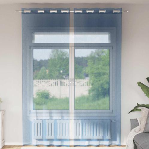 vidaXL Gordijnen voile met doorvoertules 2 st koningsblauw, Huis en Inrichting, Stoffering | Gordijnen en Lamellen, Blauw, Nieuw