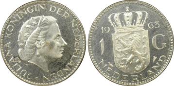 Koningin Juliana zilveren 1 gulden 1963 proof PR65 CAM PCGS