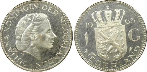 Koningin Juliana zilveren 1 gulden 1963 proof PR65 CAM PCGS, Postzegels en Munten, Munten | Nederland, Losse munt, Zilver, Verzenden
