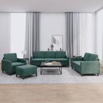 vidaXL 4-delige Loungeset fluweel donkergroen, Verzenden, Nieuw, Vierpersoons of meer, Stof