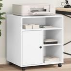 vidaXL Printerkastje met wielen 60x50x67 cm wit, Verzenden, Nieuw