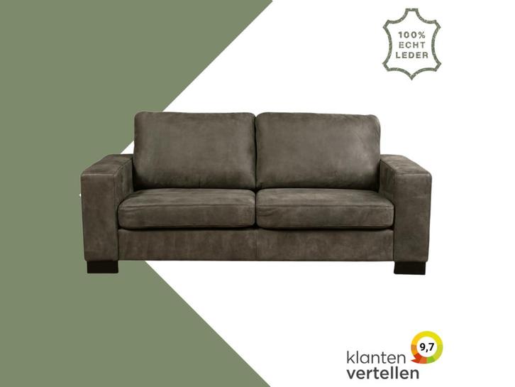 Leren bank Enjoy - 2,5 zits - Kenia Antracite (grijs) -, Huis en Inrichting, Banken | Bankstellen, 200 tot 250 cm, 75 tot 100 cm