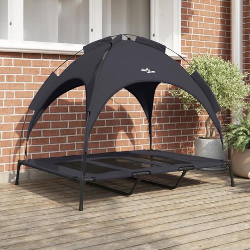 vidaXL Verhoogd Hondenbed met Verwijderbaar Dak Zwart XL, Dieren en Toebehoren, Honden-accessoires, Nieuw, Verzenden