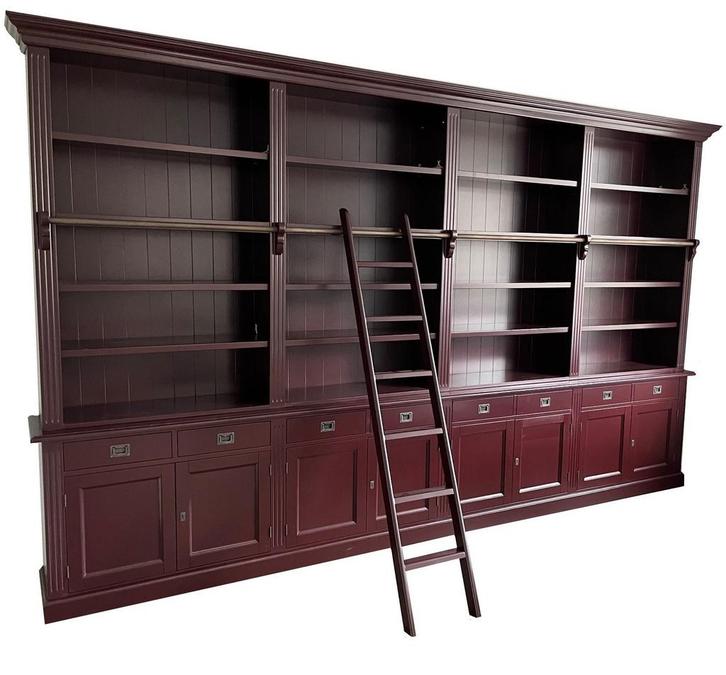 Boekenkast XXXL rood  met trap Kesteren 400 x 240cm, Huis en Inrichting, Kasten | Boekenkasten, Ophalen of Verzenden