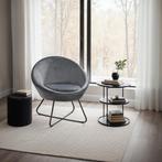 Loungestoel Centera, gestoffeerd, rond - Fluweellook antraci, Huis en Inrichting, Stoelen, Verzenden, Nieuw