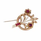 Broche - 18 karaat Geel goud - 0.32ct. tw. Robijn